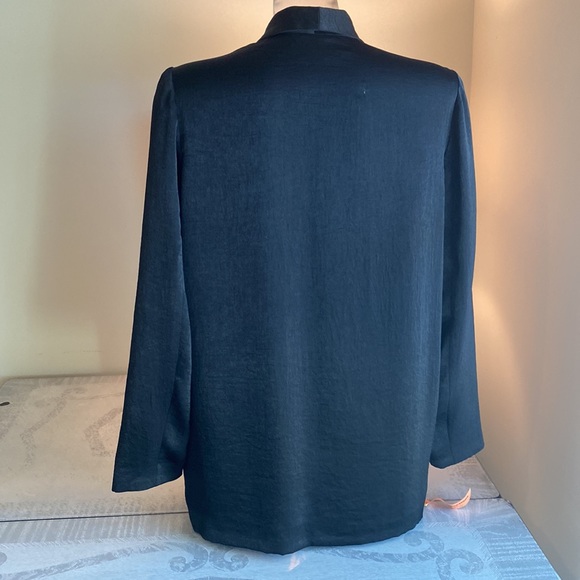 Silky roll collar open front jacket. Size L - Picture 2 of 5